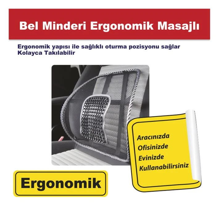 BEL ARKASI SIRTLIK FİLE MASAJLI ORTAPEDİK SİYAH