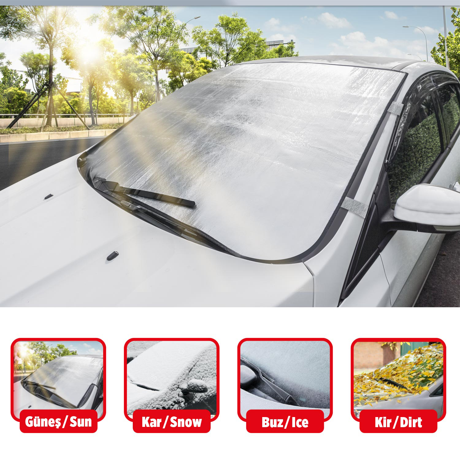 WINDSHIELD PROTECTIVE COVER METALIZED 140X110CM 4 SEASONS 